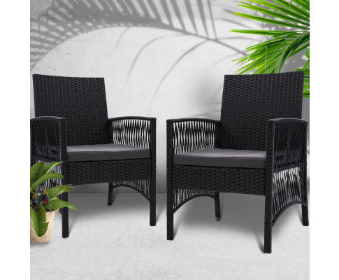 ALLEGRA (SET OF 2) OUTDOOR DINING CHAIR - BLACK