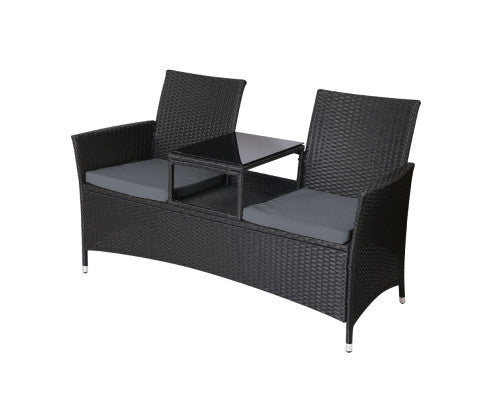 SHAIRA OUTDOOR WICKER LOVESEAT - BLACK