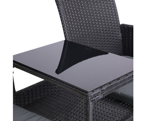 SHAIRA OUTDOOR WICKER LOVESEAT - BLACK