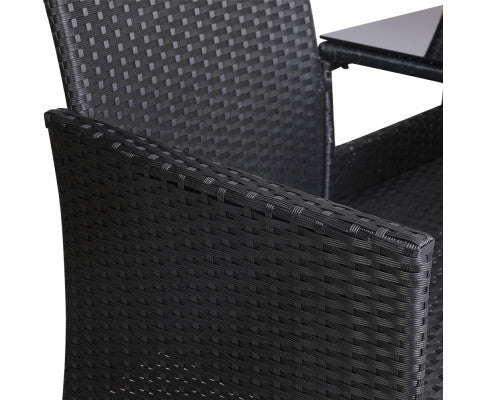 SHAIRA OUTDOOR WICKER LOVESEAT - BLACK