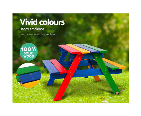 CAROLINE INDOOR/OUTDOOR KIDS WOODEN PICNIC SET - AS PICTURED
