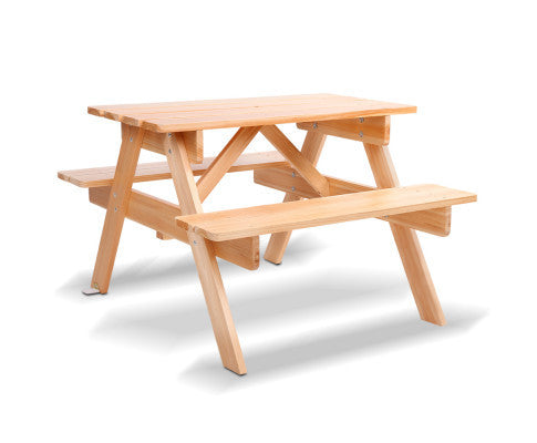 CAROLINE INDOOR/OUTDOOR KIDS WOODEN PICNIC SET - NATURAL