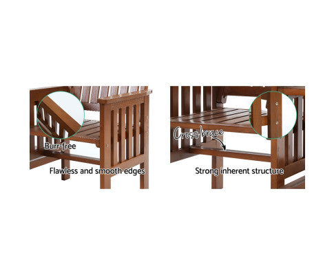 IANNA OUTDOOR WOODEN LOVESEAT - BROWN