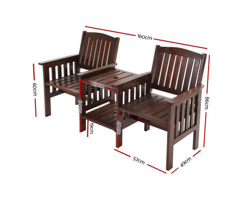 IANNA OUTDOOR WOODEN LOVESEAT - CHARCOAL