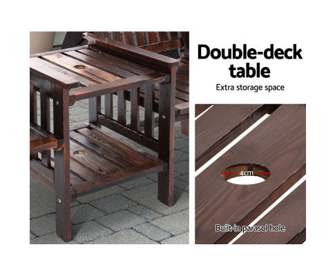 IANNA OUTDOOR WOODEN LOVESEAT - CHARCOAL