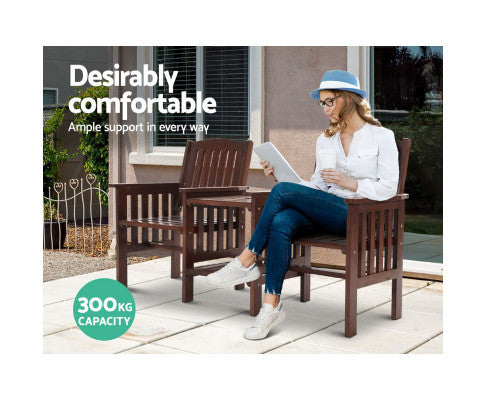 IANNA OUTDOOR WOODEN LOVESEAT - CHARCOAL