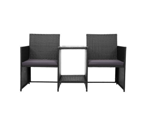 MYRTLE OUTDOOR WICKER LOVESEAT - BLACK