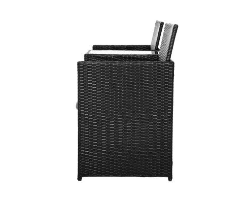 MYRTLE OUTDOOR WICKER LOVESEAT - BLACK