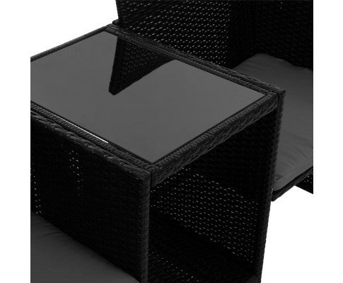 MYRTLE OUTDOOR WICKER LOVESEAT - BLACK