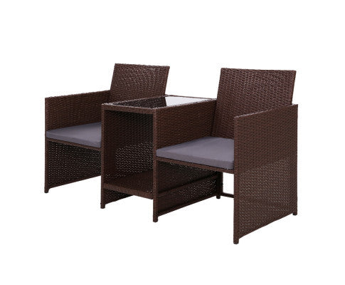 MYRTLE OUTDOOR WICKER LOVESEAT - BROWN