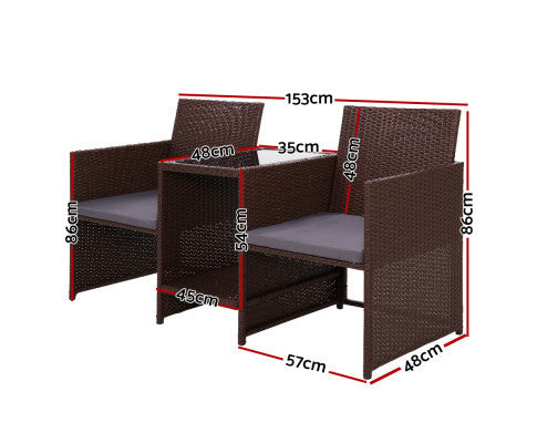 MYRTLE OUTDOOR WICKER LOVESEAT - BROWN