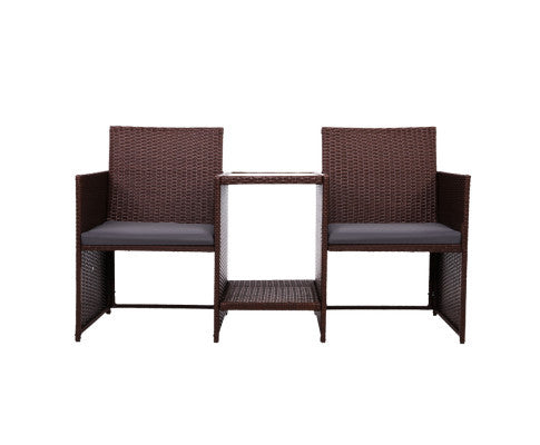 MYRTLE OUTDOOR WICKER LOVESEAT - BROWN