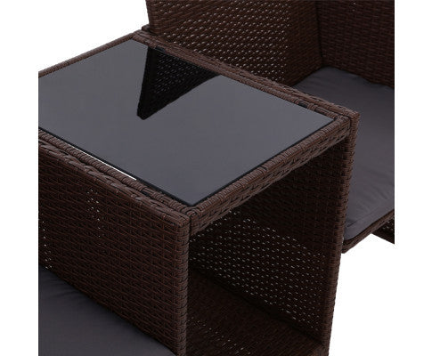 MYRTLE OUTDOOR WICKER LOVESEAT - BROWN