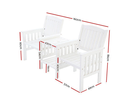 IANNA OUTDOOR WOODEN LOVESEAT - WHITE