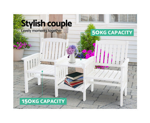 IANNA OUTDOOR WOODEN LOVESEAT - WHITE