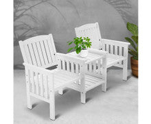 IANNA OUTDOOR WOODEN LOVESEAT - WHITE
