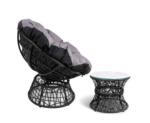 GARDON PAPASAN CHAIR AND SIDE TABLE - BLACK