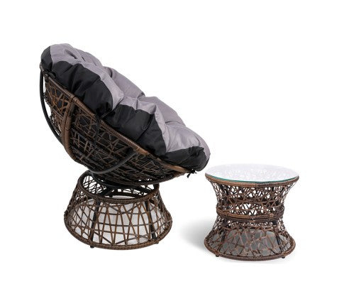 GARDON PAPASAN CHAIR AND SIDE TABLE - BROWN