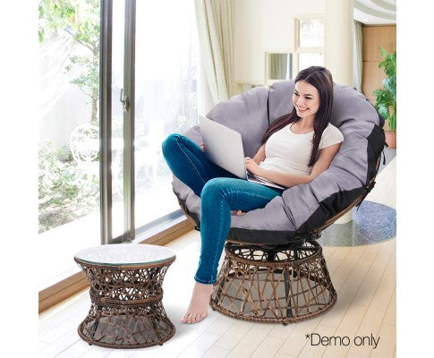GARDON PAPASAN CHAIR AND SIDE TABLE - BROWN