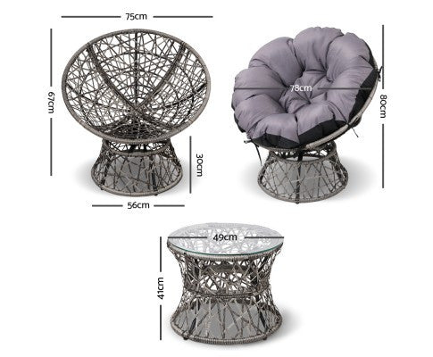 GARDON PAPASAN CHAIR AND SIDE TABLE - GREY