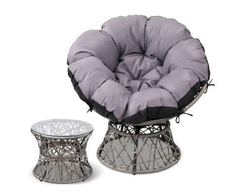 GARDON PAPASAN CHAIR AND SIDE TABLE - GREY