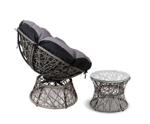 GARDON PAPASAN CHAIR AND SIDE TABLE - GREY