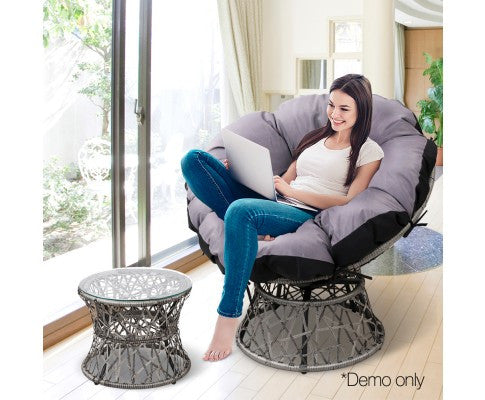 GARDON PAPASAN CHAIR AND SIDE TABLE - GREY