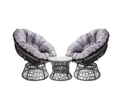 GARDON PAPASAN CHAIR AND SIDE TABLE SET - BLACK