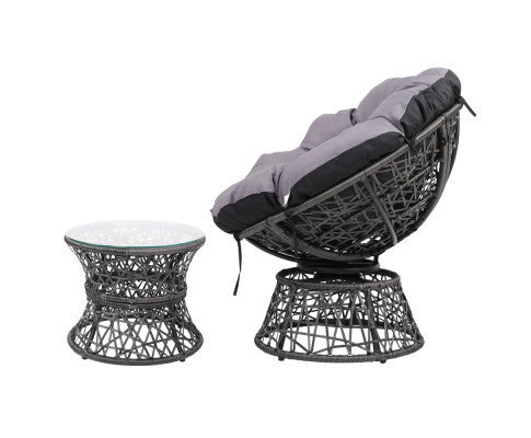 GARDON PAPASAN CHAIR AND SIDE TABLE SET - BLACK