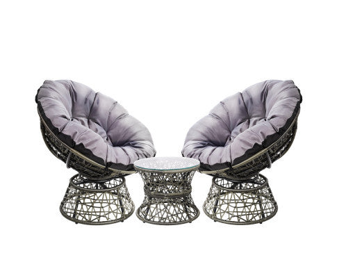 GARDON PAPASAN CHAIR AND SIDE TABLE SET - GREY