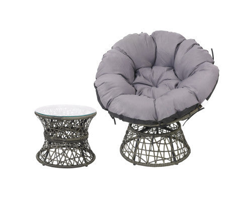 GARDON PAPASAN CHAIR AND SIDE TABLE SET - GREY