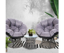 GARDON PAPASAN CHAIR AND SIDE TABLE SET - GREY