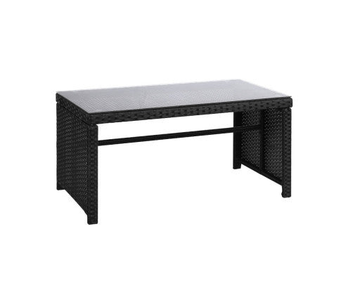 NORMA 4 PIECE OUTDOOR RATTAN LOUNGE SETTING WITH STORAGE COVER - BLACK