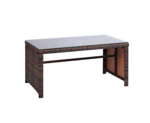 NORMA 4 PIECE OUTDOOR RATTAN LOUNGE SETTING WITH STORAGE COVER - BROWN