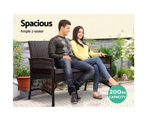 PRESLEY OUTDOOR 4 PIECE WICKER LOUNGE SETTING - BLACK