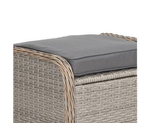 ALMIRA OUTDOOR RECLINER SUN LOUNGE CHAIR WITH OTTOMAN - GREY