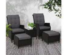 ALMIRA 5 PIECE OUTDOOR SUN LOUNGE SETTING - BLACK