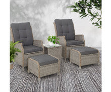 ALMIRA 5 PIECE OUTDOOR SUN LOUNGE SETTING - GREY