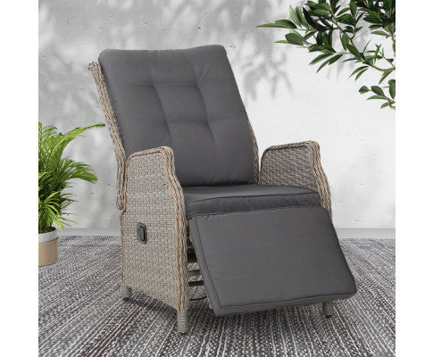 ALMIRA OUTDOOR RECLINER SUN LOUNGE CHAIR - GREY
