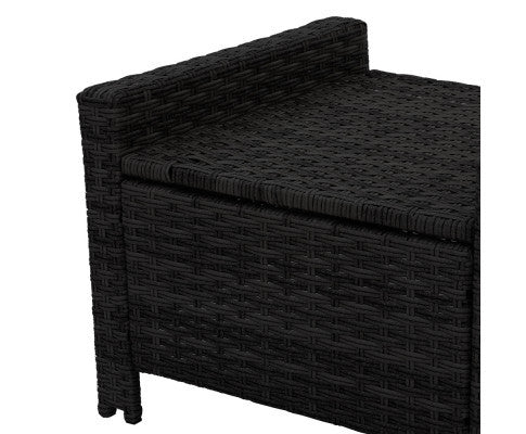 VALTINA (SET OF 2) OUTDOOR RECLINER LOUNGE CHAIR WITH OTTOMAN - BLACK