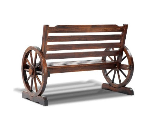 ROSHAN OUTDOOR WOODEN 2 SEATER WAGON WHEEL BENCH- BROWN
