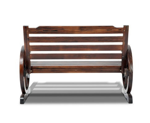 ROSHAN OUTDOOR WOODEN 2 SEATER WAGON WHEEL BENCH- BROWN