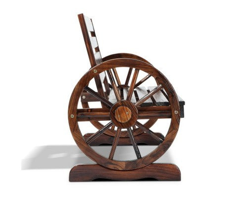 ROSHAN OUTDOOR WOODEN 2 SEATER WAGON WHEEL BENCH- BROWN