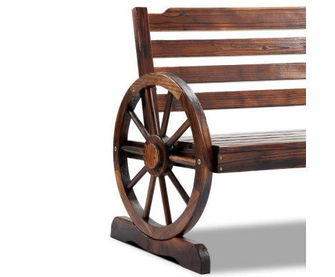 ROSHAN OUTDOOR WOODEN 2 SEATER WAGON WHEEL BENCH- BROWN