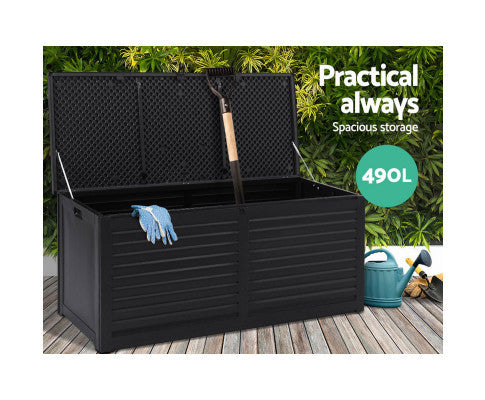 MAGNOLIA INDOOR/ OUTDOOR STORAGE BOX BENCH - BLACK