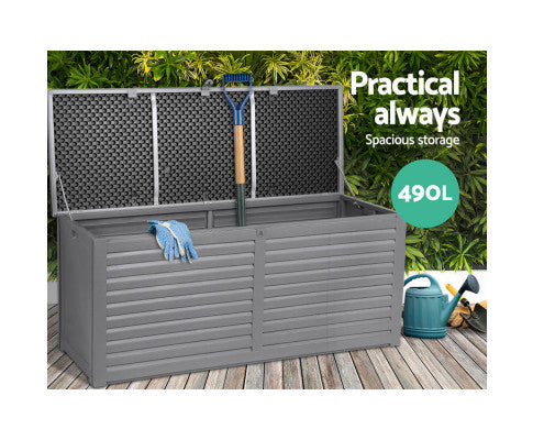 MAGNOLIA INDOOR/ OUTDOOR STORAGE BOX BENCH - DARK GREY
