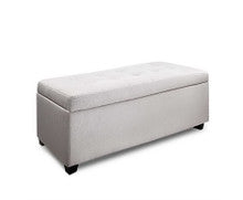 ATASHA LARGE FABRIC OTTOMAN STORAGE BOX - 370(H) x 970(W) x 415(D) - BEIGE