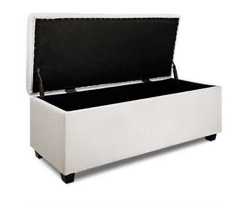 ATASHA LARGE FABRIC OTTOMAN STORAGE BOX - 370(H) x 970(W) x 415(D) - BEIGE