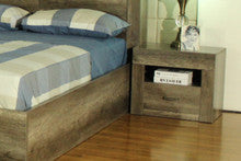 URGANDA 1 DRAWER BEDSIDE TABLE - 500(H) x 600(W) x 400(D) - VINTAGE OAK