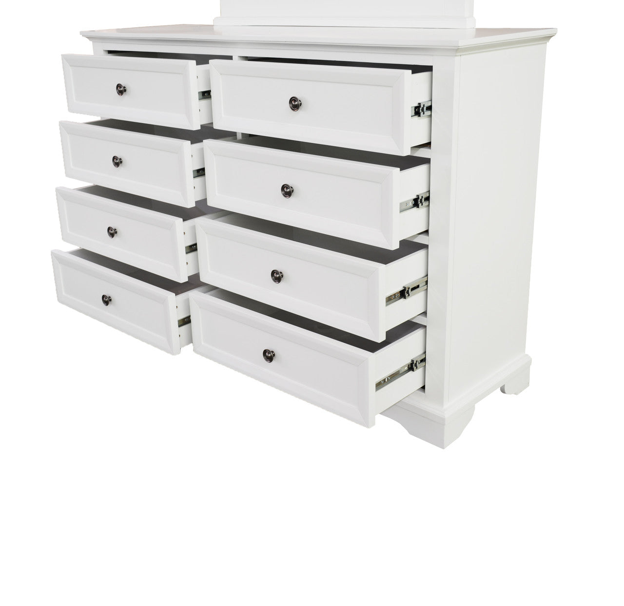 AUSTIN 8 DRAWER DRESSING TABLE - 1990/1000(H) x 1500(W) WITH MIRROR - WHITE